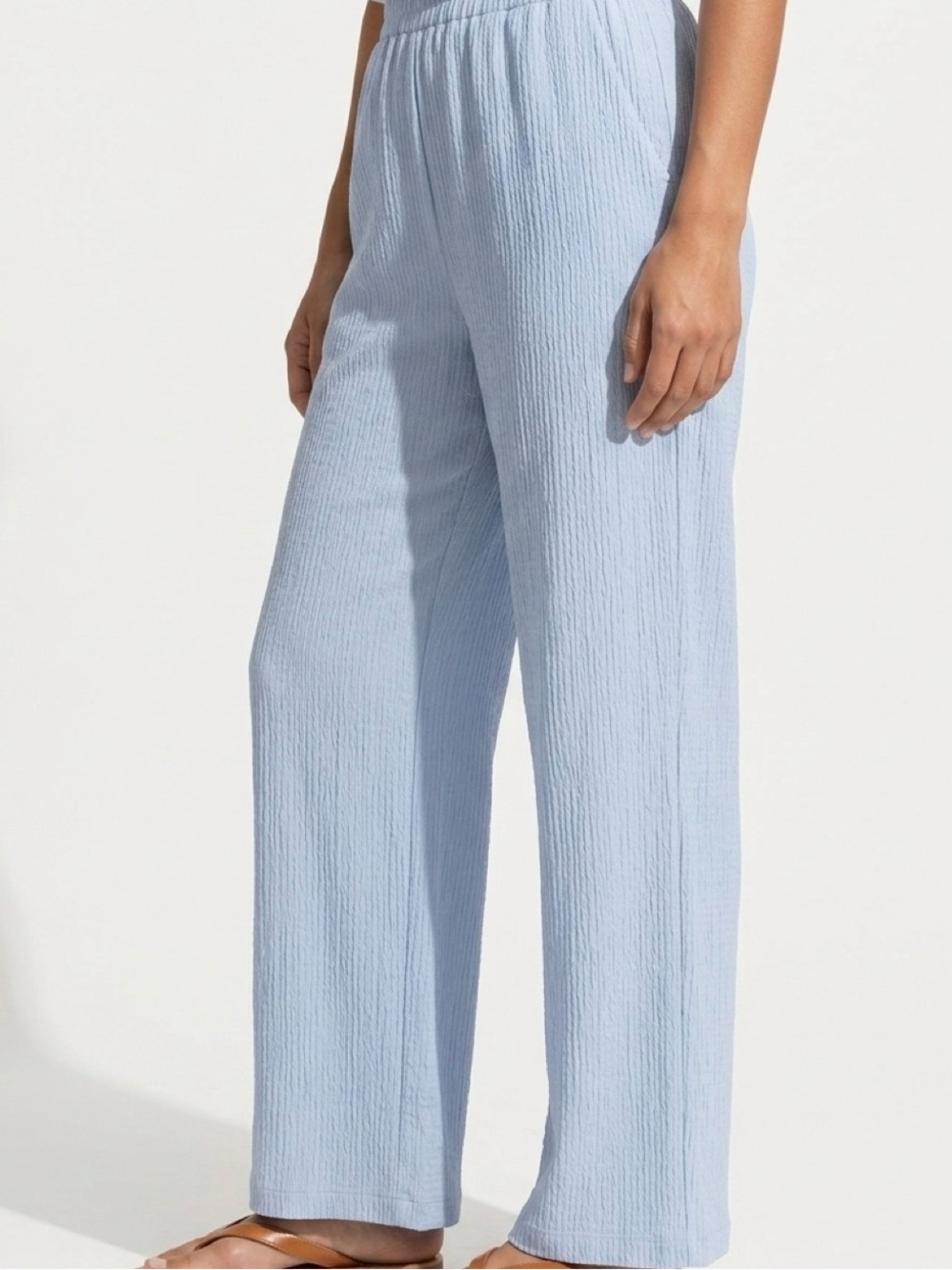 Zara lilac blue wide- leg textured pants (never worn)